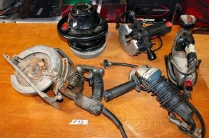 Power tools up for auction at an estate sale